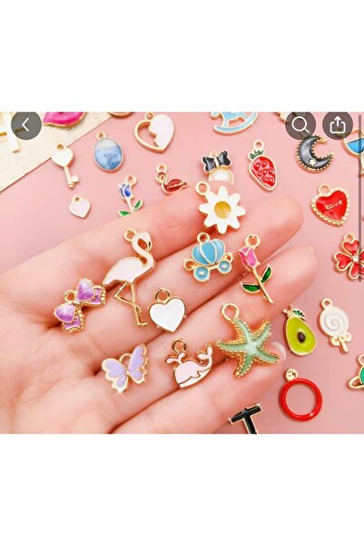 Bumelo 20 adet Karışık Altın Kaplama Emaye Kolye Renkli Alaşım Şanslar Kendin...