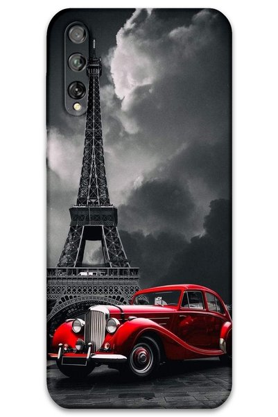 MRCİLETİSİM غطاء خلفي لهاتف هواوي P Smart S / Y8P بنمط HD مطبوع - Cool Eiffel