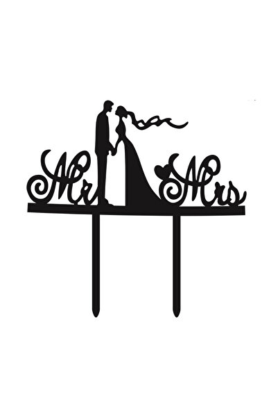 Mirific Party Topper negru, 140x138x1.5 mm, nuntă, domnule și doamna