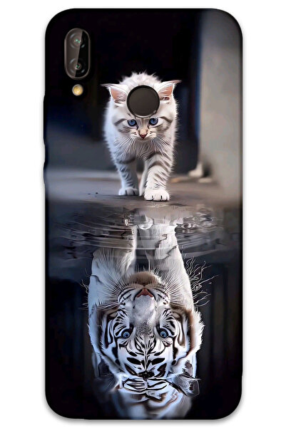 MRCİLETİSİM غطاء خلفي لهاتف هواوي P20 لايت بنمط HD مطبوع - انعكاس القطط