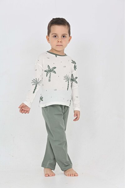 Toontoy Boy's Palm Tree Printed Pajama Set