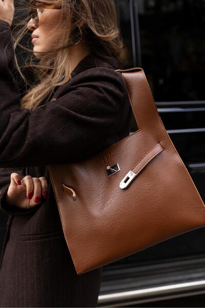 Tina İstanbul Shopper Bag Shoulder Bag with Belt Accessory Brown