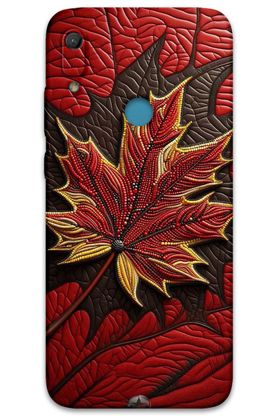 MRCİLETİSİM غطاء خلفي لهاتف هواوي Y6S بنمط HD مطبوع - أوراق حمراء