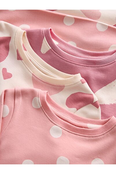 Next Baby Cotton Pink Heart Patterned Pajamas 3-Piece Bottom Top Set