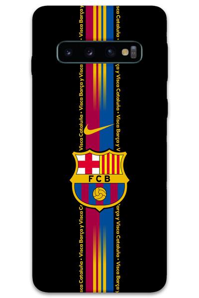MRCİLETİSİM غطاء خلفي لهاتف سامسونج جالاكسي S10 بلس بنمط HD مطبوع - برشلونة