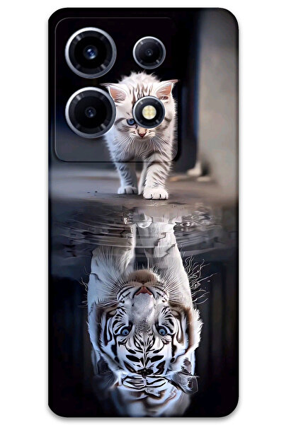 MRCİLETİSİM غطاء خلفي لهاتف انفينيكس نوت 30 VIP بنمط HD B مطبوع - انعكاس القطط