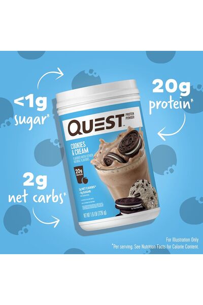 QUEST NUTRITION Cookies & Cream Low‑Carb Gluten‑Free Protein Powder 726 g (24 Servings)