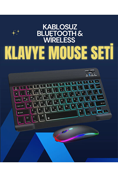 Marsilyan Şık ve Sessiz Tasarımlı Işıklı Klavye Mouse Seti – Şarjlı Wireless - MCT5612-4285