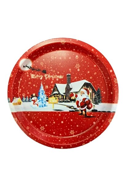 OEM Christmas Serving Tray - Festive Plastic Plate, Red, 28 cm
