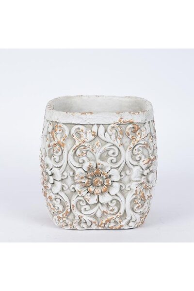 EUROLAMP Cement Planter 17.5×17.5×17.5 cm White