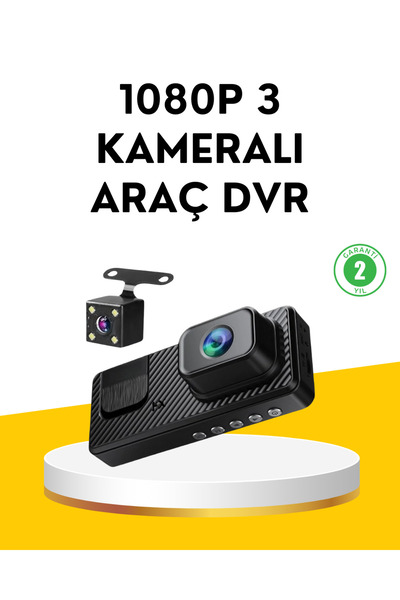 CT STONES جهاز تسجيل DVR للسيارة مزود بـ 3 كاميرات، كاميرا أمامية وداخلية وخل...