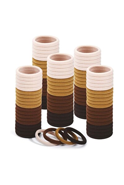 Sky Shine 100 PCS Brown Cotton Seamless Hair Ties