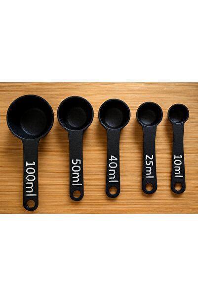 Rekatech 5-Piece Measuring Spoon Set 100-50-40-25-10ml |   Coffee Kitchen Food Seasoning Measurement |   Sensitive & Practical
