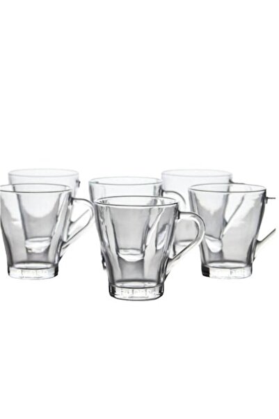 OEM Set of 6 Fiore Glass Coffee Cups, 280 ml, Transparent, Cappuccino Mug (10x8 cm)