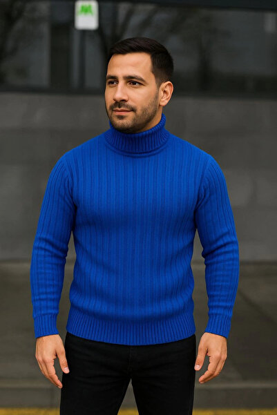 velmorafashion Velmora Premium Men's Turtleneck Knitted Sweater - Cobalt Blue...