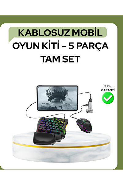 Marsilyan Mobil PUBG Oyuncuları İçin 5in1 Klavye Mouse Oyun Seti – BT5.3 Dest...