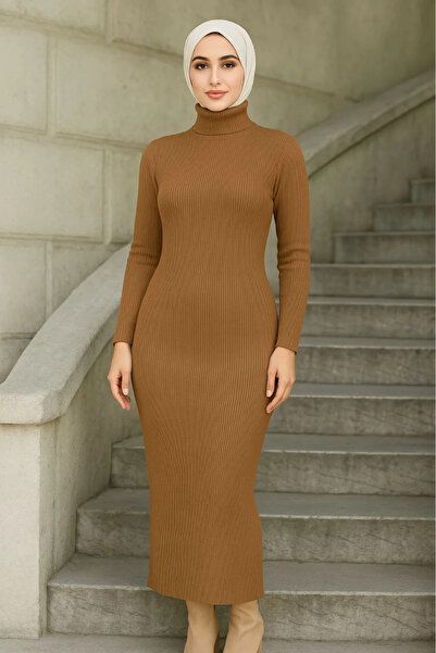 civetta Women's Hijab Knitwear Dress - Brown