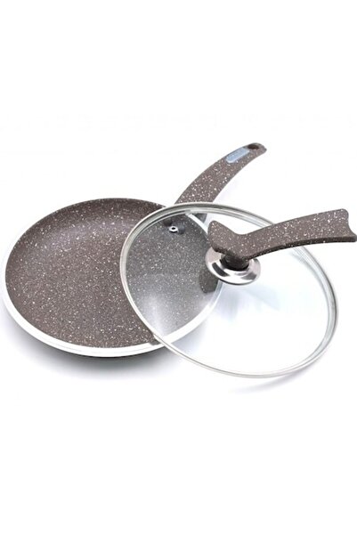 OEM X Cook Line Frying Pan with Lid, Marble Non-Stick Coating, Silicone Handles, 26 cm, Grey