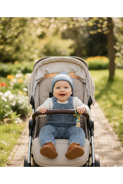 Nimini Kids Knitted Diamond Pattern Adjustable Strap Unisex Baby Thick Beret Salopet (3-18 Months)