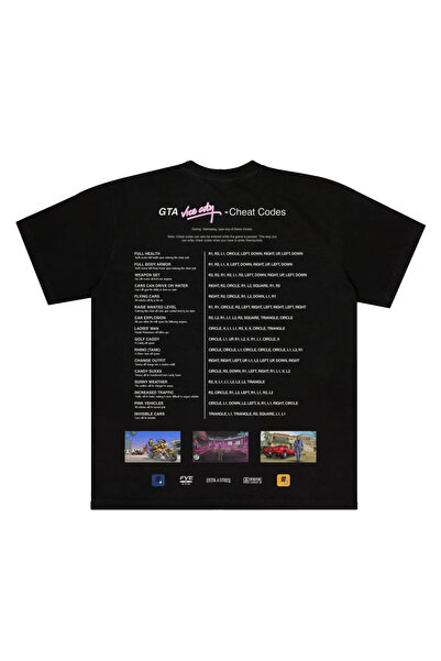 FYSTEX Унисекс мъжки/женски прекалено голям черен Gta San Andreas / Vice City прекалено голям тениска