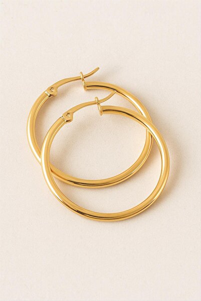 Marsilyan Halka Luxury Steel Earrings 4.5 cm