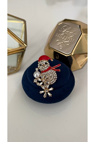 SU PERİSİ TAKI BİJUTERİ GOLD ZİRKON TAŞLI KAR TANESİ DETAYLI KARDAN ADAM (YILBAŞI )BROŞ