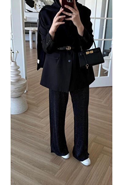 RMG BUTİK بنطلون تريكو نسائي مرصع بالأحجار