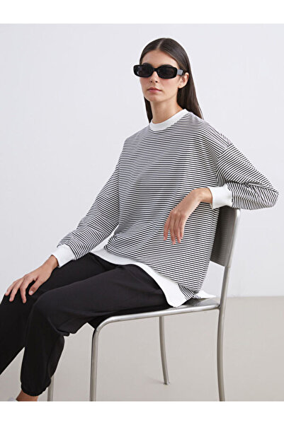 LC Waikiki I Big Size Zero Roba Collar Striped Women's Sweatshirt Tunic from ...
