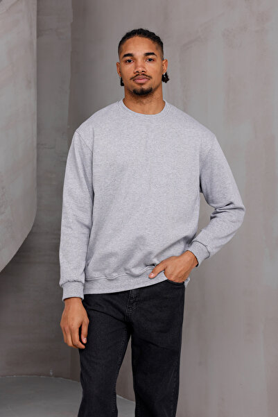 DARK MODA Men's Basic Crew Neck Sweatshirt