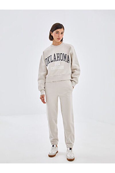 LC Waikiki Crew Neck Printed Oversize Women's Thick Sweatshirt