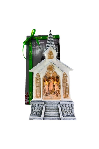 velve Musical and luminous Christmas decoration, church-like, with warm light