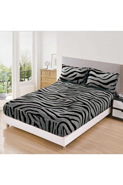 CumparaMisim Fitted Sheet, Cocolino Sherpa Touch, 180x200cm and 2 Pillowcases 50x70cm, Zebra Pattern