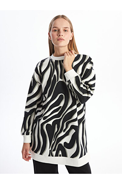 LC Waikiki Crew Neck Patterned Women's Sweatshirt Tunic