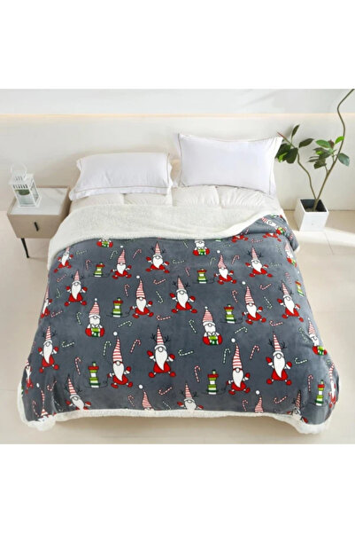 CumparaMisim Cocolino Blanket with Christmas Pattern, with Sherpa Fur, 200x230 cm