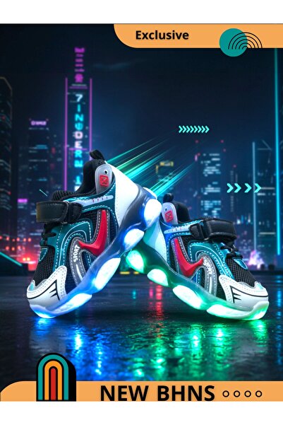 BHNS Lightweight LED light-up sports shoes for children, suitable for girls and boys. These stylish shoes feature light-up elements.
