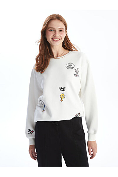 LC Waikiki Crew Neck Bugs Bunny Printed Oversize Women's Thick Sweatshirt