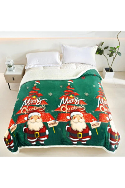 CumparaMisim Cocolino Blanket with Christmas Pattern, with Sherpa Fur, 200x230 cm
