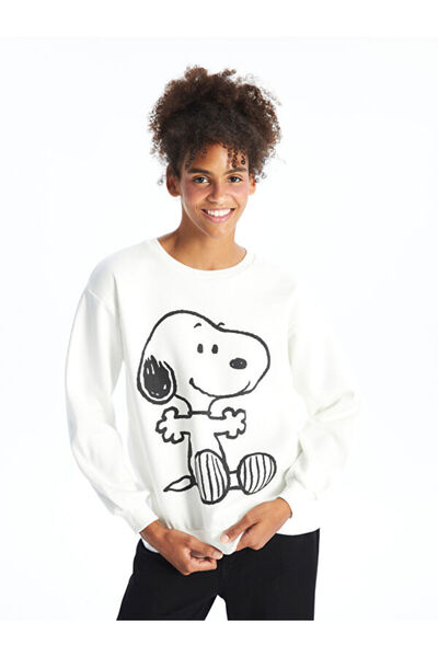 LC Waikiki طاقم الرقبة سنوبي مطبوعة المعتاد البلوز المرأة سميكة