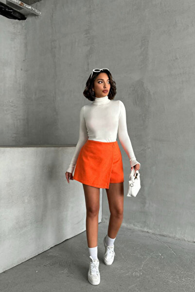 bacc Orange 2 Button Cashmere Fabric Shorts Skirt Bchn-2526414