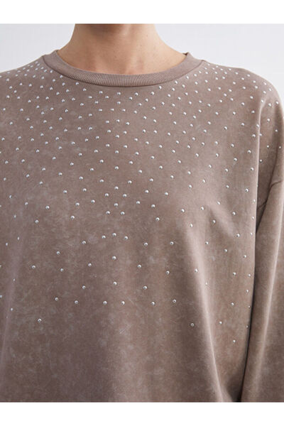 LC Waikiki Crew Neck Stone Embellished Women's Sweatshirt