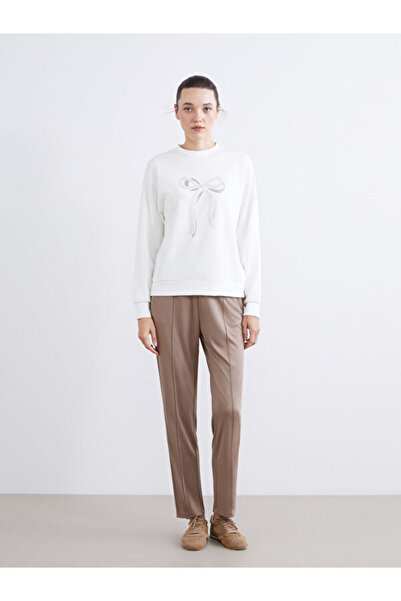 LC Waikiki Stand Collar Ribbon Printed Women's Sweatshirt