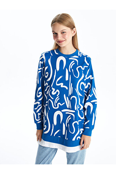 LC Waikiki Crew Neck Patterned Women's Sweatshirt Tunic