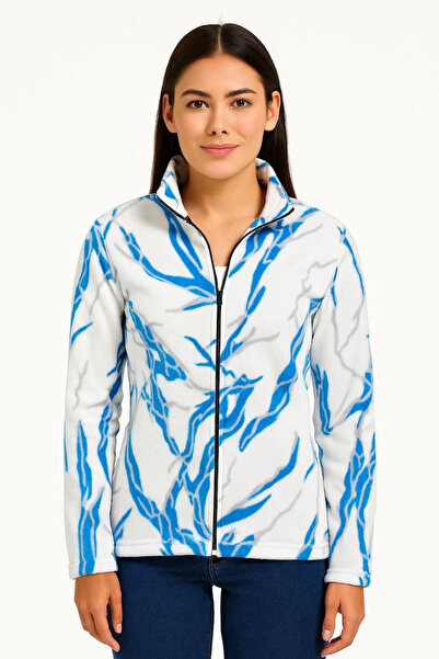 beybunn Women's Full Zipper Patterned Fleece Sweatshirt Lightning Pattern Col...