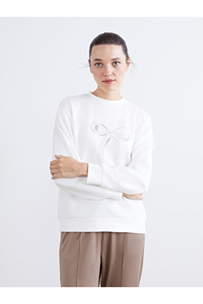 LC Waikiki Stand Collar Ribbon Printed Women's Sweatshirt