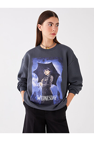 LC Waikiki طاقم الرقبة الأربعاء مطبوعة المعتاد البلوز المرأة سميكة