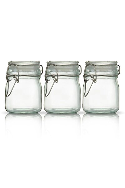 Store 3'lü Korken Kare Kavanoz 130 ml Vakumlu Kilitli Cam Saklama Kavanozu