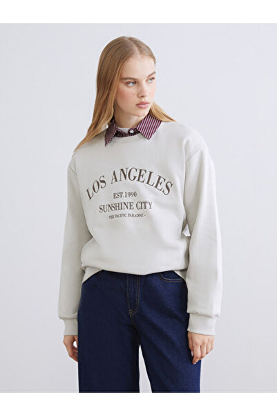 LC Waikiki Λος Άντζελες με τύπωμα oversized Γυναικείο χοντρό φούτερ