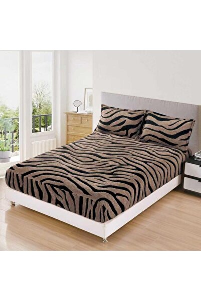 CumparaMisim Fitted Sheet, Cocolino Sherpa Touch, 180x200cm and 2 Pillowcases 50x70cm, Zebra Pattern