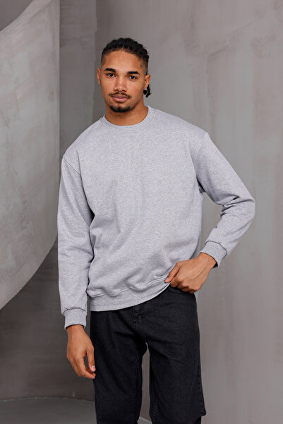DARK MODA Men's Basic Crew Neck Sweatshirt