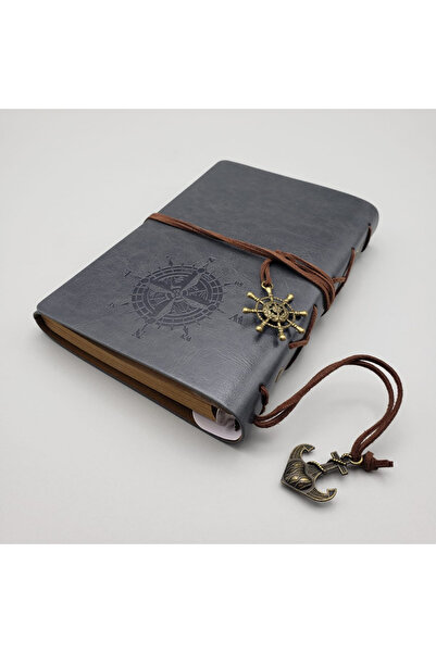 ForWhat Grey Motif Leather Notebook for Office Home Office Gift
